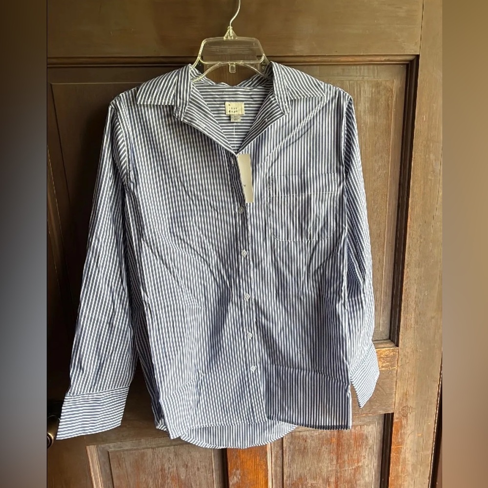 Long Sleeve Blue & White Striped Top